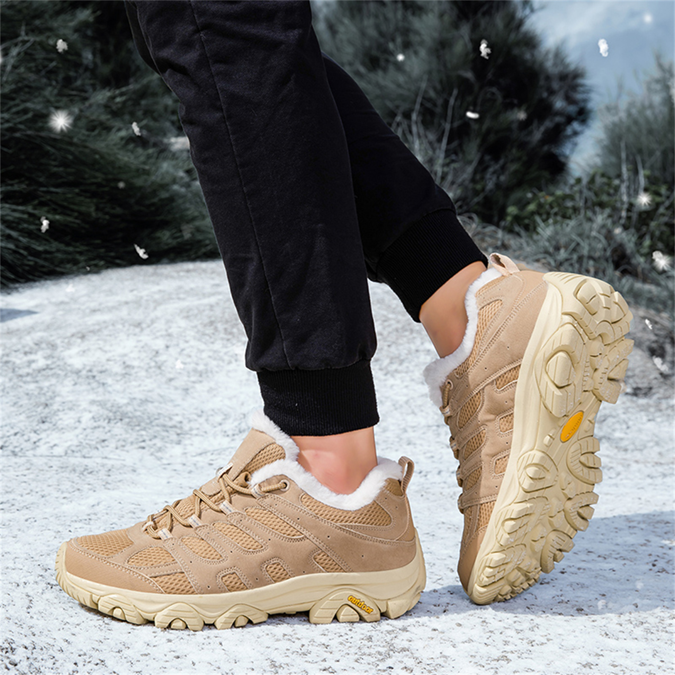 YOURDIARY Womens Mens Winter Hiking Shoes Comfortable Warm Walking Shoes