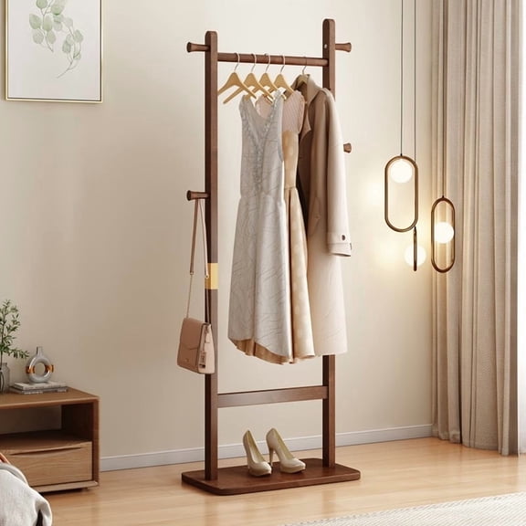 WeiDay Solid Wood Coat Rack Freestanding Clothing Rack with Shoe Shelf,Coat Hanger and Hat Rack, Coat Tree Stand , Corner Clothing Rack for Corner Bedroom Entryway Living Room Hotel
