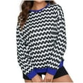 thumbnail image 2 of Women's Casual Sweatshirts Fashion Y2K Wavy Stripes Printed Long Sleeve Shirts Fall Winter Clothing Loose Crewneck Pullover Tops, 2 of 8