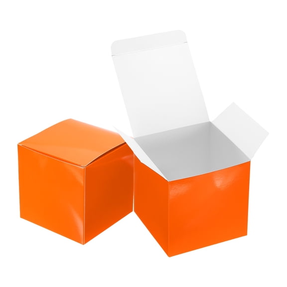 Uxcell 2 Pack Gift Boxes, 7.9" Square Cardboard Craft Box with Lids, Favor Treat Candy Container for Gift Wrapping, Wedding, Holiday, Birthday, Graduation, Party Supplies, Orange