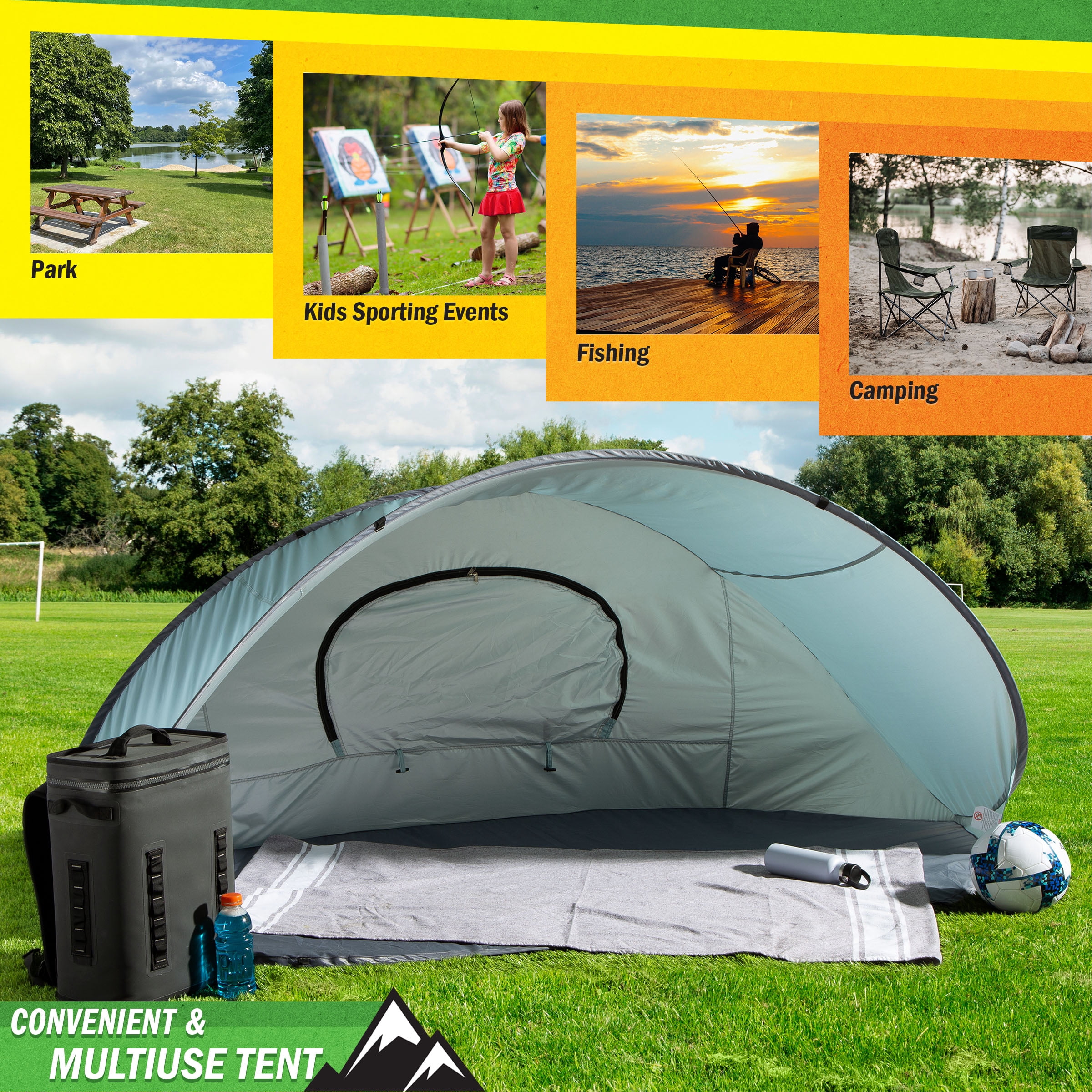 Wakeman Pop Up Beach Tent Sun Shelter - 2-3 Person UPF50+ UV Canopy, Blue