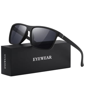 AOMASTE Polarized Retro Square Sunglasses, Black