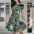 thumbnail image 2 of Safari Animal Print Vibrant Women's Classic Swing Skater Dress Casual Work Party Cocktail Dresses, 2 of 6