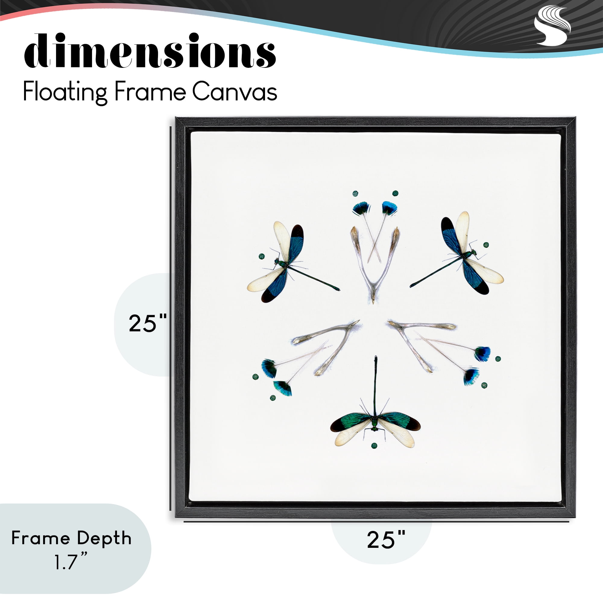 Stupell Industries Simple Dragonfly Symmetry Black Framed Floater Canvas Wall Art, design by Beth Adoette