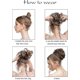 thumbnail image 4 of Extensiones de moño desordenado, coleteros para el cabello ondulado y rizado para mujeres y niñas, moños sintéticos grandes con forma de donut, moños para el cabello, 1 pieza, 4 of 5