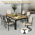 thumbnail image 3 of 7 Piece Patio Dining Set, Outdoor Dining Set for 6 with Swivel Chairs, Backyard Textilene Dining Furniture Set with Tabletop, Cushions, Conversation Furniture Set for Poolside, Deck, Yellow, 3 of 9