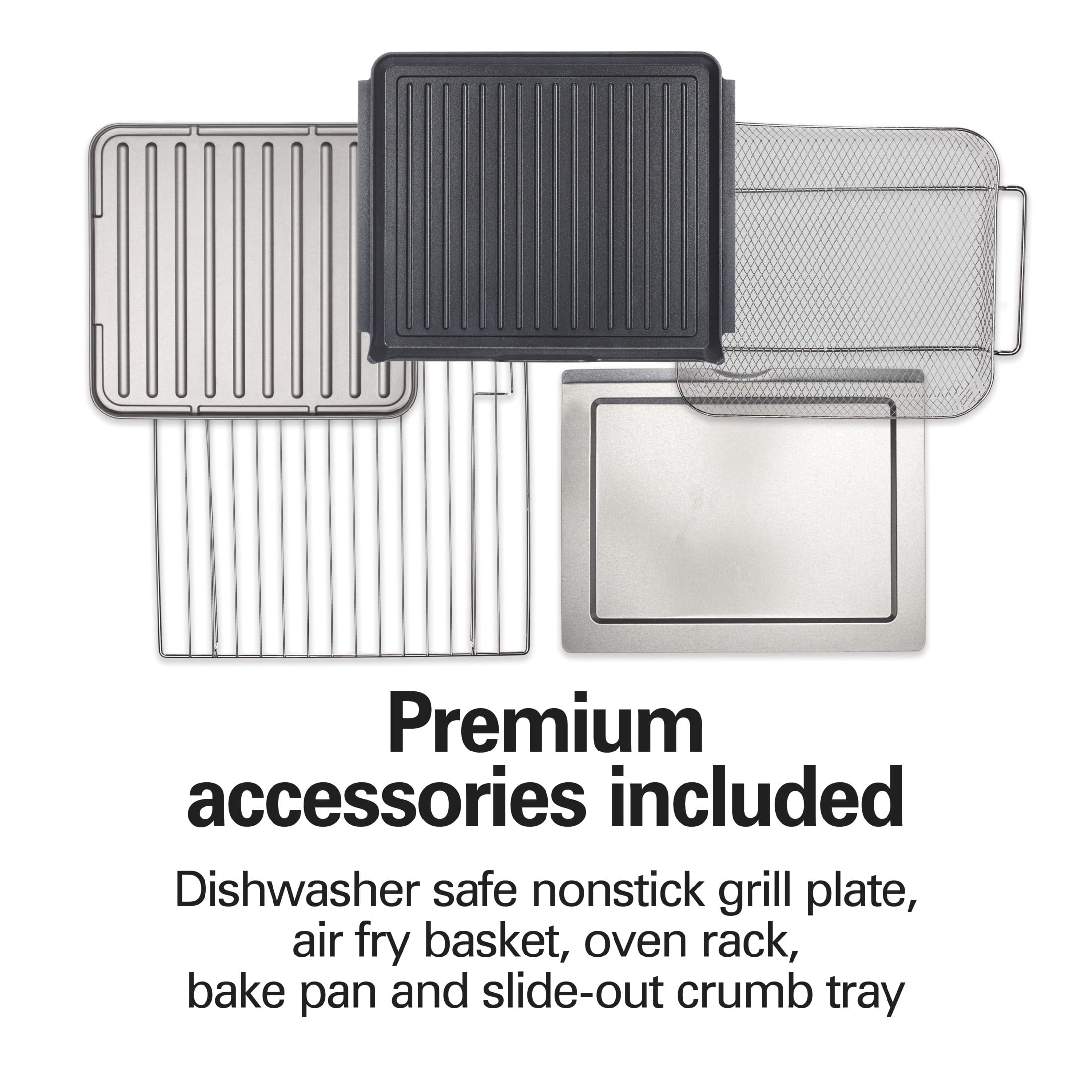 Hamilton Beach 6-in-1 Air Fryer Toaster Oven Combo & Electric Indoor Grill with Sure Crisp Technology, Stainless Steel