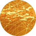 thumbnail image 1 of Ahgly Company Machine Washable Indoor Round Abstract Yellow Contemporary Area Rugs, 4' Round, 1 of 4