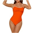 thumbnail image 4 of Jinhomg Women's One Piece Swimsuit Lightweight Comfy Tummy Control Modest Swimwear Basic Solid Full Coverage Camisole Bathing Suits 90 off Clearance Sale Orange XXL, 4 of 9