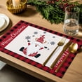 thumbnail image 4 of Christmas Placemats Set of 4, Christmas Gnome Place Mats Snowflakes Red Buffalo Check Plaid Placemat Table Decoration for Kitchen Table Dinner Xmas Holiday Party Home Decor Indoor Outdoor 13x19 Inch, 4 of 9