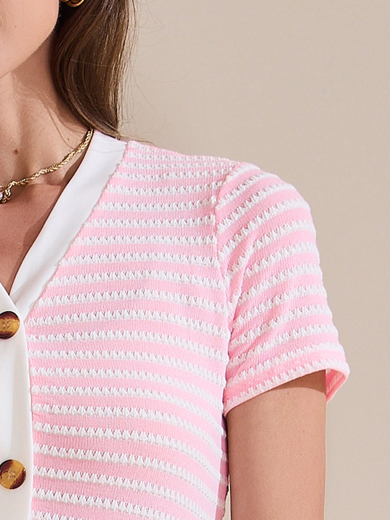 DARING DIVA Striped Ribbed Knit Short Sleeve Midi Dress XL Pink