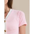 thumbnail image 5 of DARING DIVA Striped Ribbed Knit Short Sleeve Midi Dress XS Pink, 5 of 6