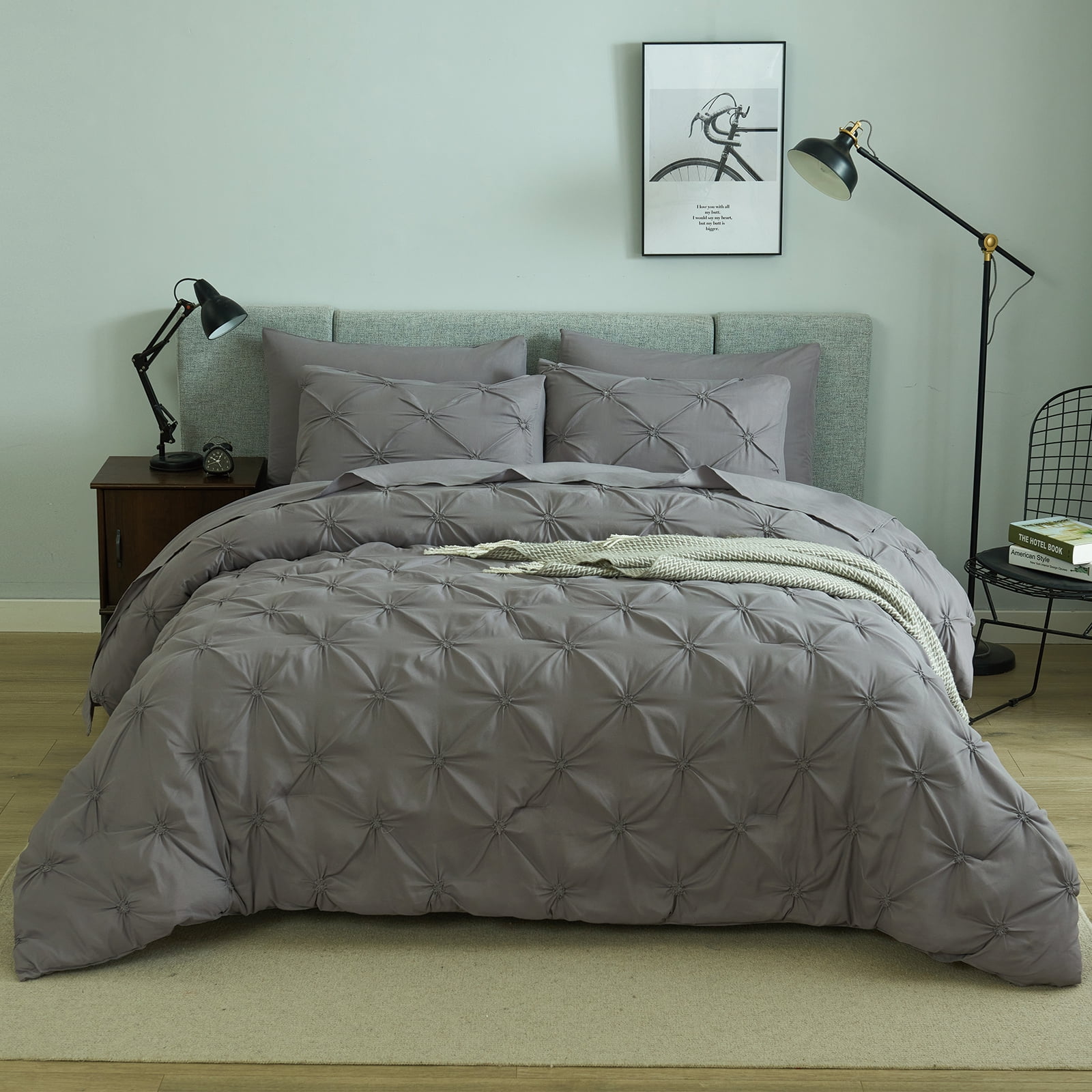 BESTCHIC Dark Gray Full Queen Comforter Set Bed in a Bag Queen 7