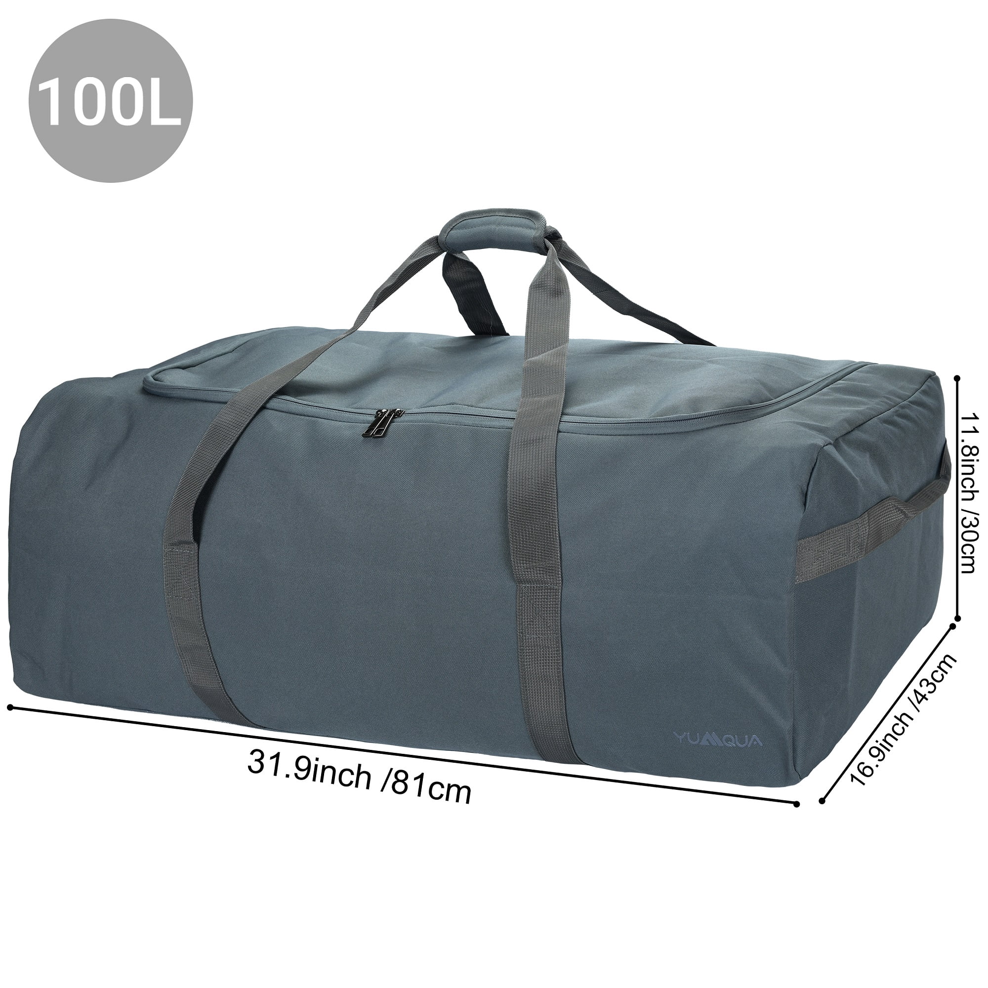 YUMQUA 100L Travel Duffle Bag, Large Camping Gear Storage Weekender Bag Overnight, Gym Bag for Men Women Water & Tear Resistant (Grey)