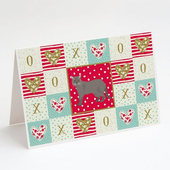 European Burmese Cat Love Greeting Cards and Envelopes Pack of 8