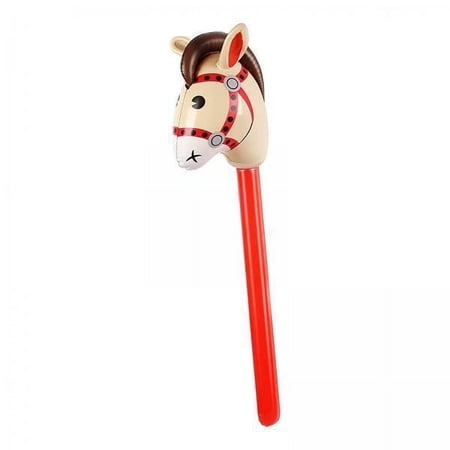 yotijay 4xInflatable Stick Horse Balloon for Kids Birthday Cowboy Cowgirl Party Supply brown