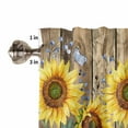 thumbnail image 5 of Hokiten Rod Pocket Curtain Valance, Sunflowers Farmhouse Window Valance for Living Room, Bedroom, Kitchen Botanical Floral Butterfly Brown Wooden Grain 60"W x 18"L, 5 of 8