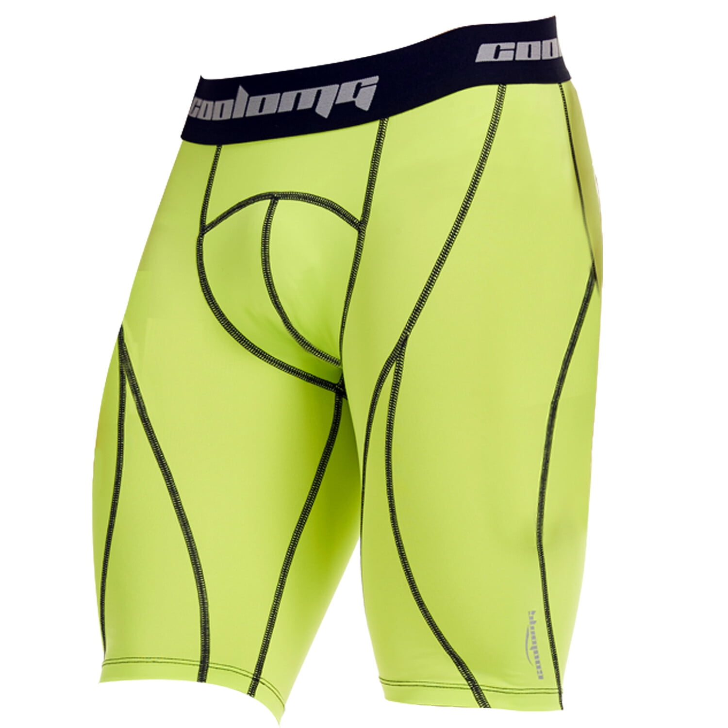 CoolOMG Men's Compression 9" Shorts Underwear Tight Pants Baselayer
