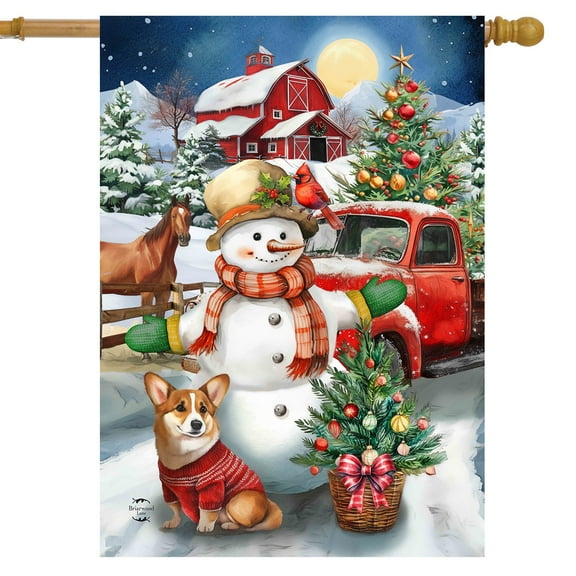 Briarwood Lane Country Snow Day House Flag