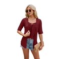 thumbnail image 2 of Blusa Tipo Túnica de Dos Piezas con Cuello Cuadrado, Botones y Patchwork, 3/4, Color Vino Tinto XL, 2 of 8