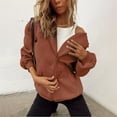 thumbnail image 6 of LowProfile Women's Sweatshirts Winter Fall Clothes Long Sleeve Hoodies Oversized Pocket Drawstring Zipper Track Solid Top Sweaters Outfits Casual Tops Coffee M, 6 of 8