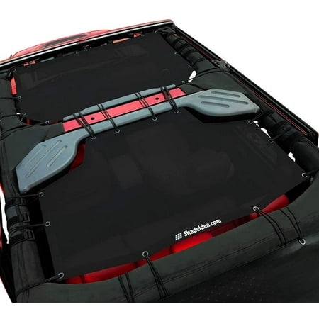 Shadeidea Jeep Wrangler Sunshade JKU Top Sun Shade JK Unlimited (2007-2018) 4-Door Front & Rear-Black Mesh Screen Cover UV Blocker with Grab Bag-10 Years Warranty