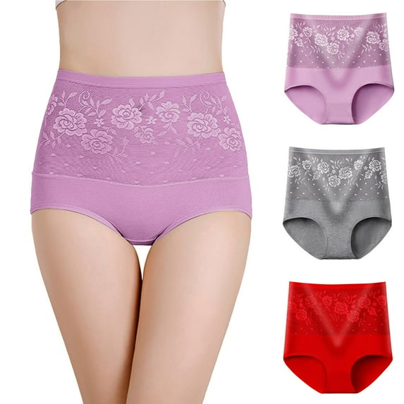 ZRBYWB Women's Underwear 3-Pack Mixed Color Women's Cotton High Waist Underwear Panties For Women