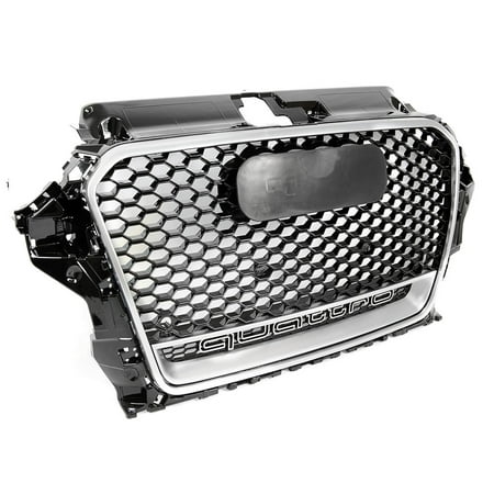 - 15-16 Audi A3/S3 8V Rs3 Quattro Style Mesh Grille - Gloss Black W/ Chrome Trim