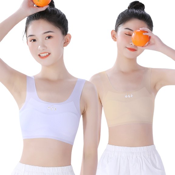 Aihuaihua Girls Sports Bra Secure Coverage Soft Fabric Multipack Underwire Free Bra Training Bras for Girls