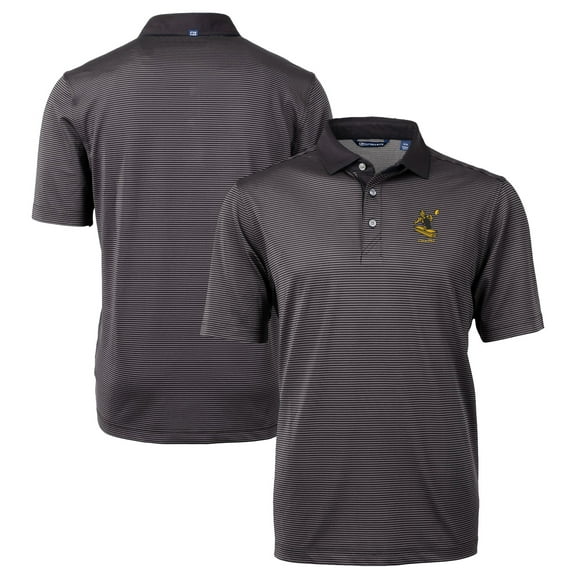 Men's Cutter & Buck Black Pittsburgh Steelers Big & Tall Virtue Eco Pique Micro Stripe DryTec Tri-Blend Recycled Polo
