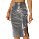 thumbnail image 1 of Falda con Lentejuelas Brillantes para Mujer Falda para Fiesta con Abertura Lateral  Plata XL, 1 of 6