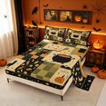 thumbnail image 2 of Erosebridal Halloween Patchwork Bed Sheets, Cauldron Cat Full Size Sheets, Black Olive, Black Reversible, 4-Piece, 1 Flat Sheet, 1 Fitted Sheet and 2 Pillowcases, 2 of 6