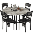 thumbnail image 5 of MIERES Round Dining Table Set for 4,Wood Round Kitchen Table and Chairs Set for 4,Modern Dining Room Table Set with 4 Faux Leather Chairs,Round Dinner Table for Small Space Gray, 5 of 11