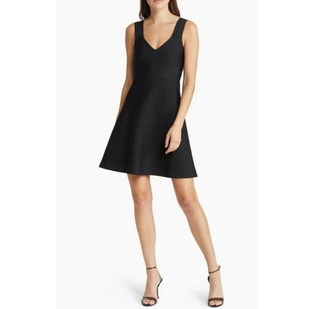 bebe V-Neck Bandage Fit Flare Minidress