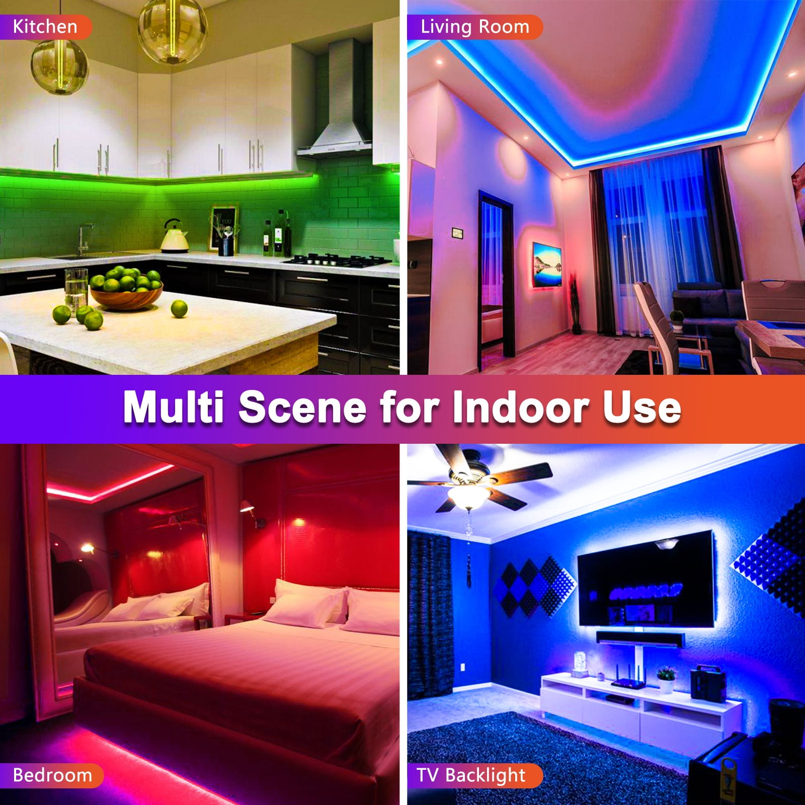 LED Strip Lights,Flexible Color Changing LED Strip Lights 49.2ft/15M RGB LED Light Strip SMD3528 LED Tape Lights with Remote Controller and 12V Power Supply for Home, Bedroom, Kitchen