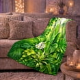 thumbnail image 6 of Tropical Palm Leaves with White Flowers and Lush Jungle Greenery, Botanical Rainforest Art for Plant Lovers, Birthday Gift, Soft Flannel Blanket for Bedroom, Fresh Home Decor, 6 of 9