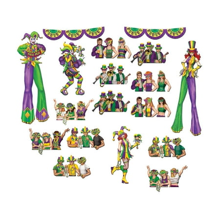 Beistle Mardi Gras Reveler Props 17"-42" - 12 Pack (18/Pkg)