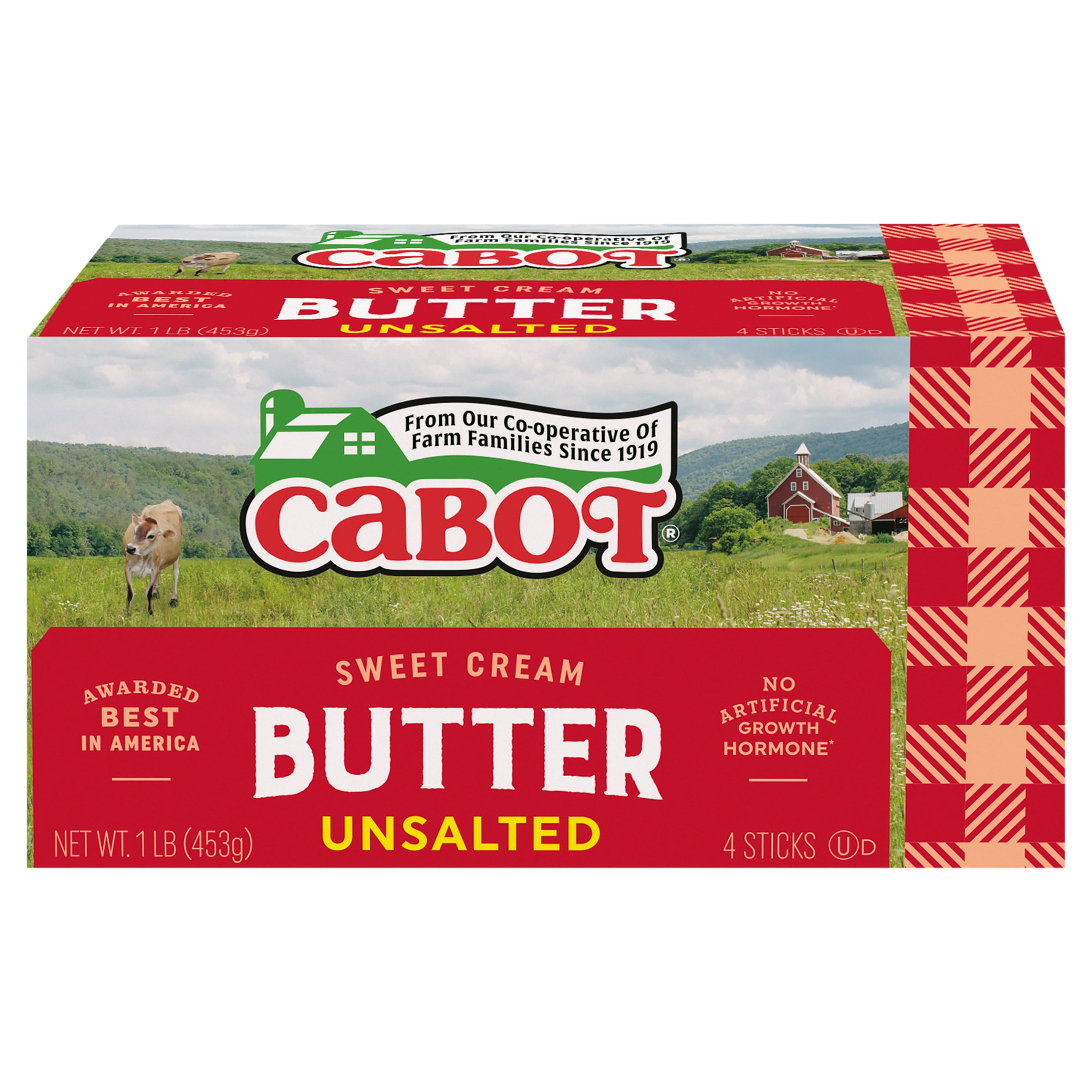 CABOT Unsalted Butter Quarters, 1 lb