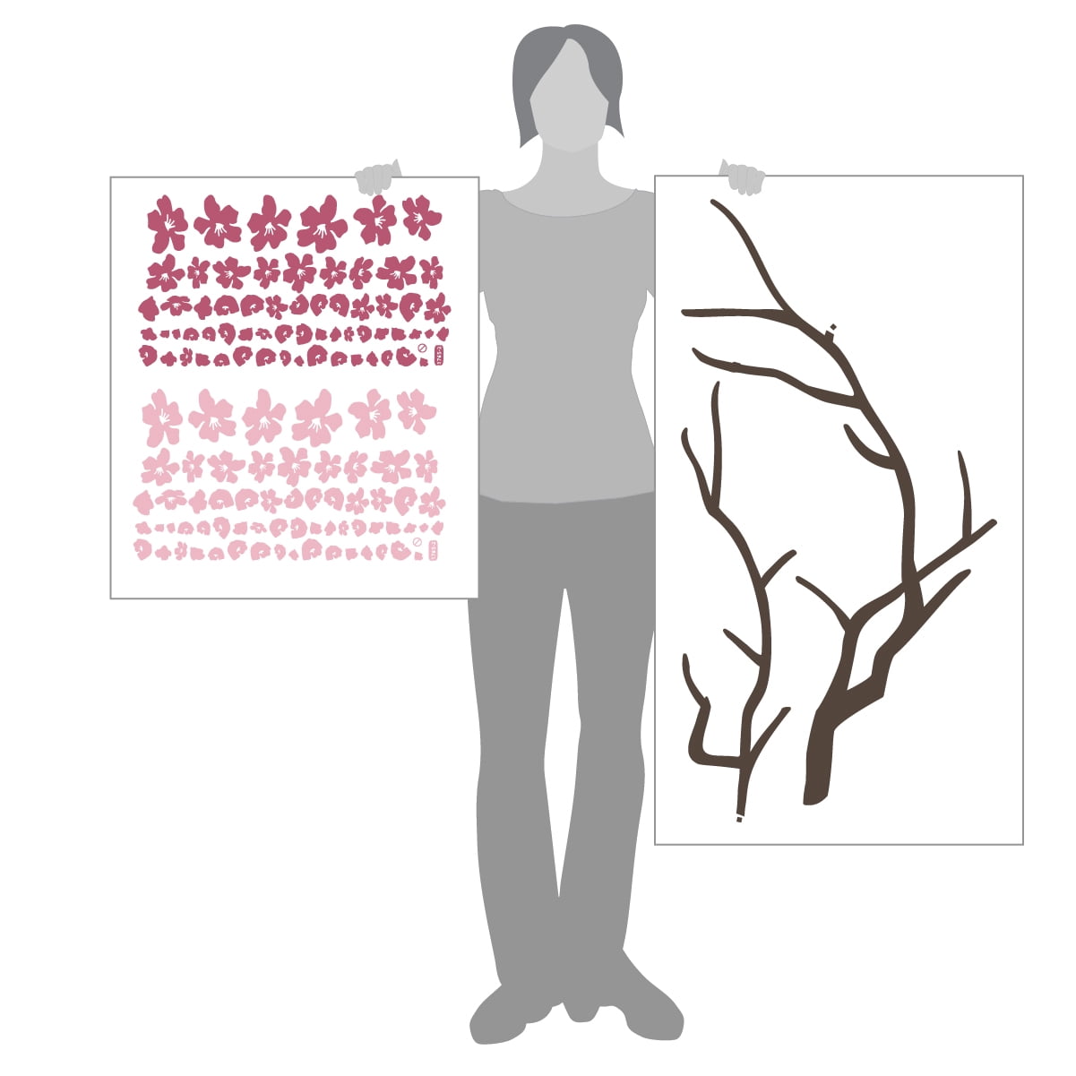 Large Japanese Cherry Blossom Tree Branch Vinyl Decal Wall Sticker | Girls Flowery Room Décor