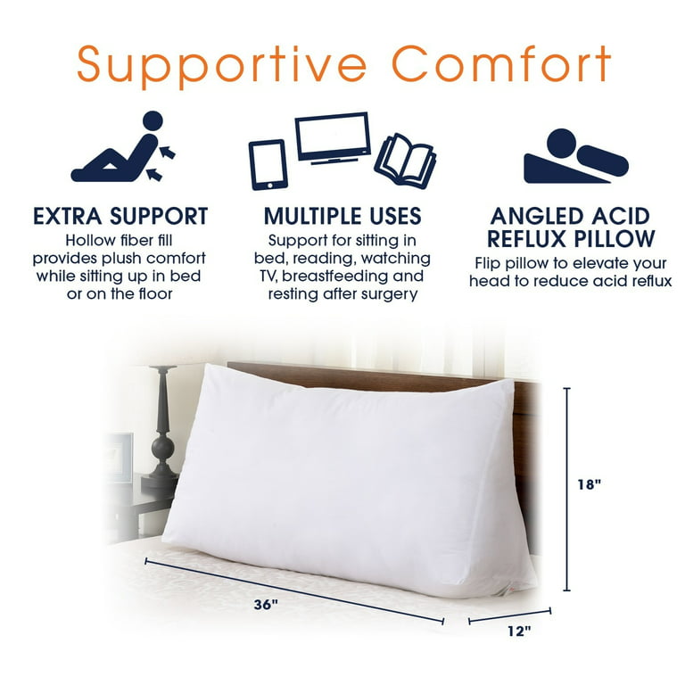 Cheer Collection Wedge Shaped Back Support Pillow and Bed Rest Cushion for Reading, Gaming, Watching - with Adjustable Neck Pillow - Gray