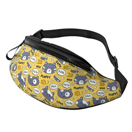 Cute Cat Face Collar Fish Fanny Packs Waist Bag Crossbody Bags for Women Men
