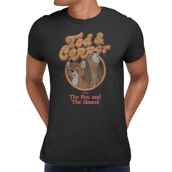 Disney The Fox and The Hound Tod & Cooper Men's T Shirt (Black, S-XXXL)