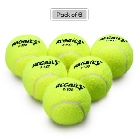 Pack of 6 Pressureless Tennis Balls with Mesh Bag Rubber Bounce Training Practice Tennis Balls Pet