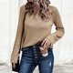 thumbnail image 4 of Haut Moulant Señoras Bodycon Top Cuello redondo Prendas de punto Top Camisa elegante Top plisado Traje diario Ygjytge Caqui L para Mujer, 4 of 6