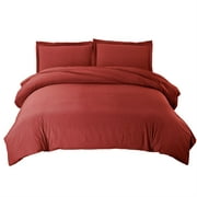 Splendid Collections 3 Piece Duvet Cover Set Burgundy Solid - Super Soft Brushed Microfiber - Queen Size Comforter Cover with Zipper Closure and 2 Pillow Shams - Easy to Put - Wrinkle Resistant