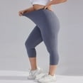 thumbnail image 5 of Legging Capris for Women with Pockets Plus Size Butt Lifting High Waist Slimming Leggings Compression Tummy Control Running Yoga Pants Dark Gray 5XL, 5 of 6
