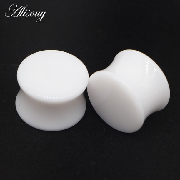 2 uds., blanco, negro, acrílico transparente, tapón para túnel de oreja, medidores de oreja, Piercing, doble sillín curvo, expansor, joyería para el cuerpo Tan Jianjun unisex