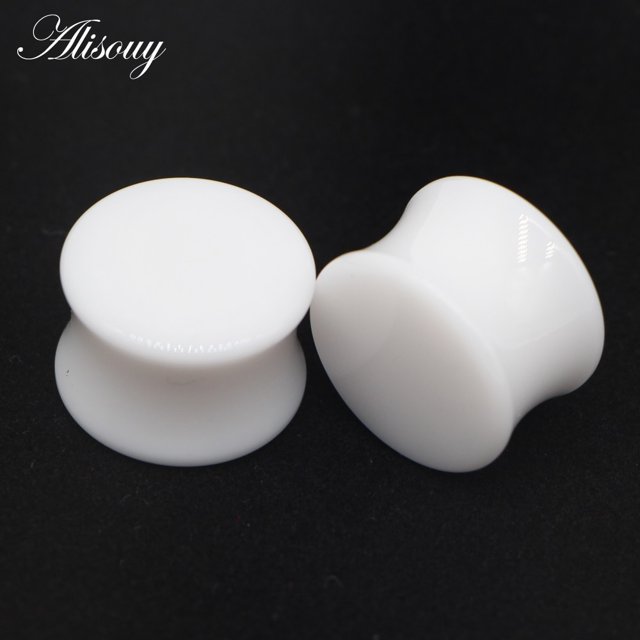 2 uds., blanco, negro, acrílico transparente, tapón para túnel de oreja, medidores de oreja, Piercing, doble sillín curvo, expansor, joyería para el cuerpo Tan Jianjun unisex