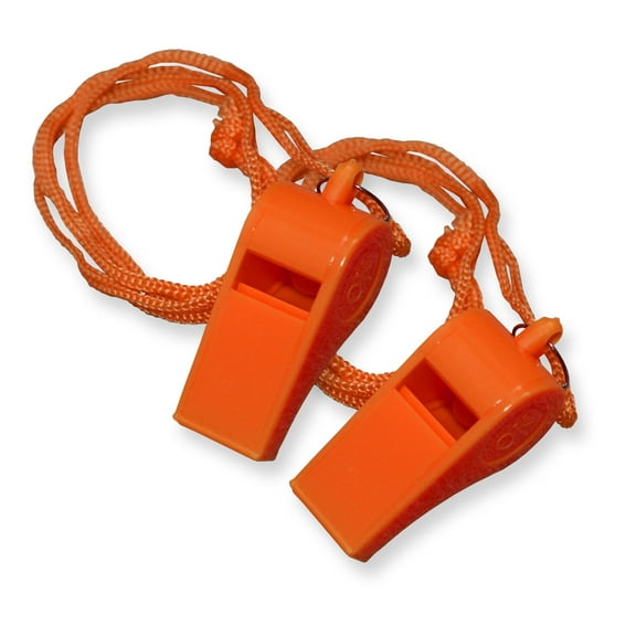 SE 100 Pack Orange Plastic Safety Whistle With Lanyard for Boats   Raft  Emergency