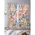 thumbnail image 3 of Boho Pink Flowers Sheer Curtains 84 Inch Length 2 Panels Set Window Treatments, Colorful Floral Spring Vintage Botanical Rod Pocket Semi Curtains for Living Room/Bedroom/Kitchen Décor, 104"W x 84"L, 3 of 7